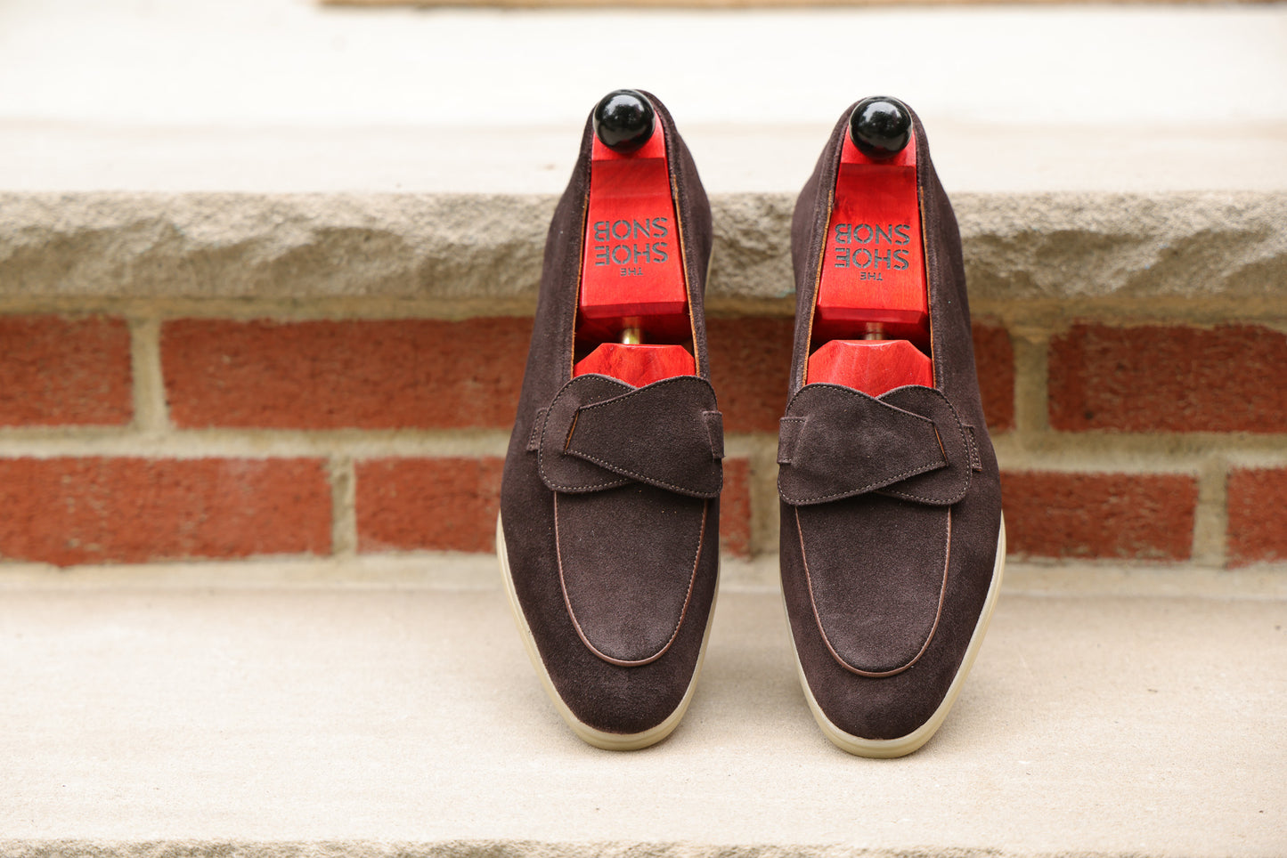 Sandpoint Soft Sole Butterfly Loafer – Dark Brown Suede with Dark Brown Piping - PRE SALE