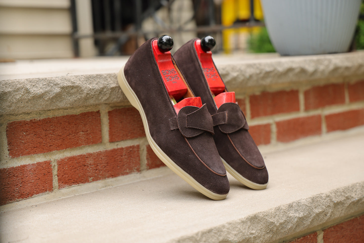 Sandpoint Soft Sole Butterfly Loafer – Dark Brown Suede with Dark Brown Piping - PRE SALE