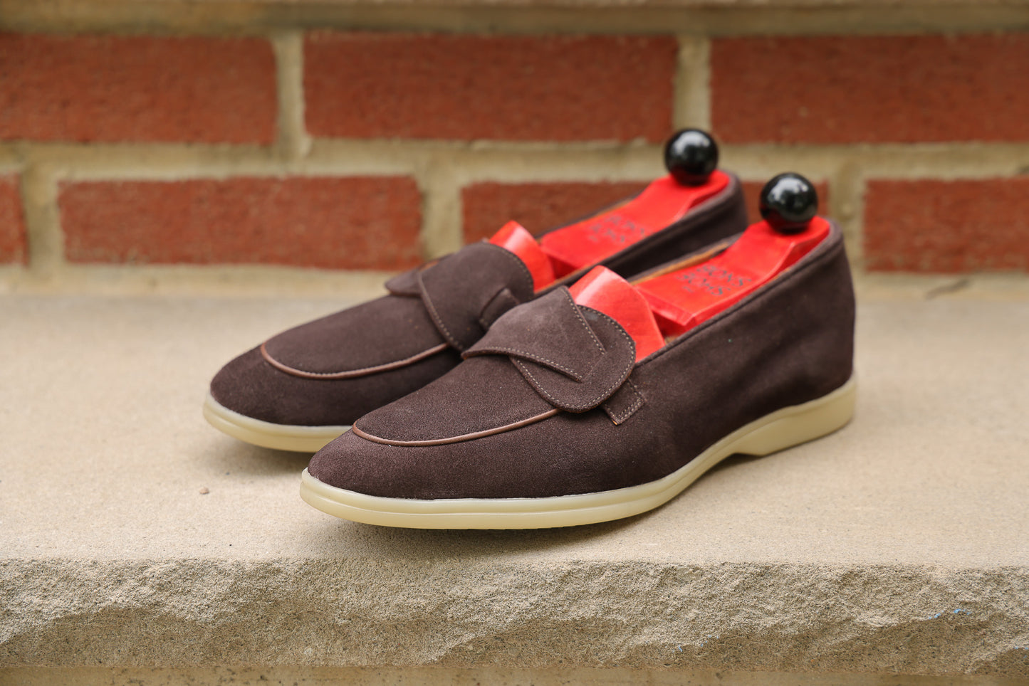 Sandpoint Soft Sole Butterfly Loafer – Dark Brown Suede with Dark Brown Piping - PRE SALE