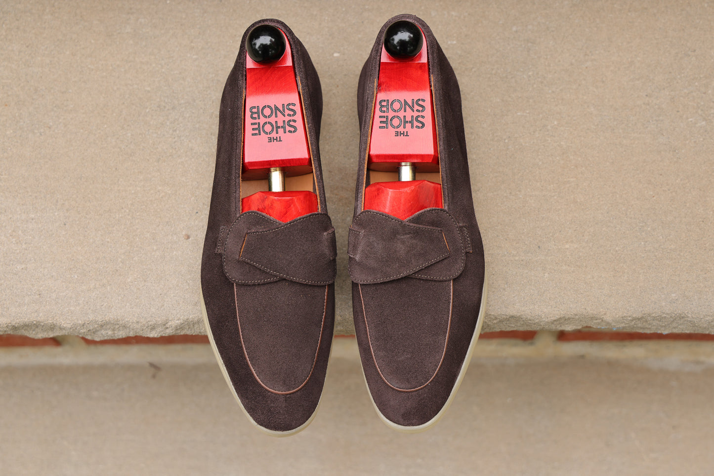 Sandpoint Soft Sole Butterfly Loafer – Dark Brown Suede with Dark Brown Piping - PRE SALE