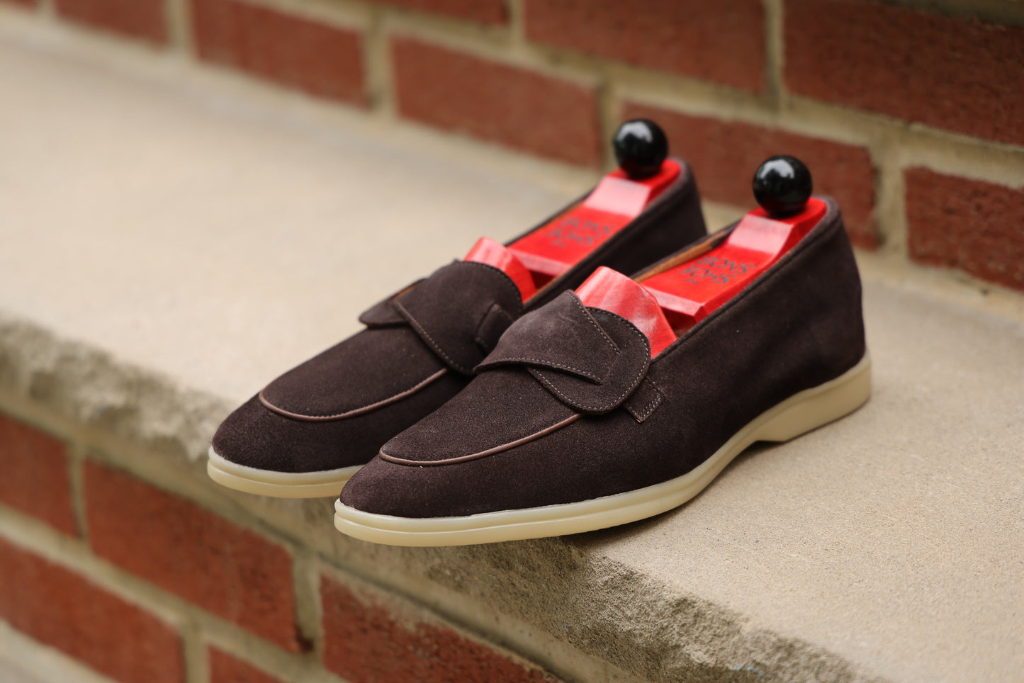 Sandpoint Soft Sole Butterfly Loafer – Dark Brown Suede with Dark Brown Piping - PRE SALE