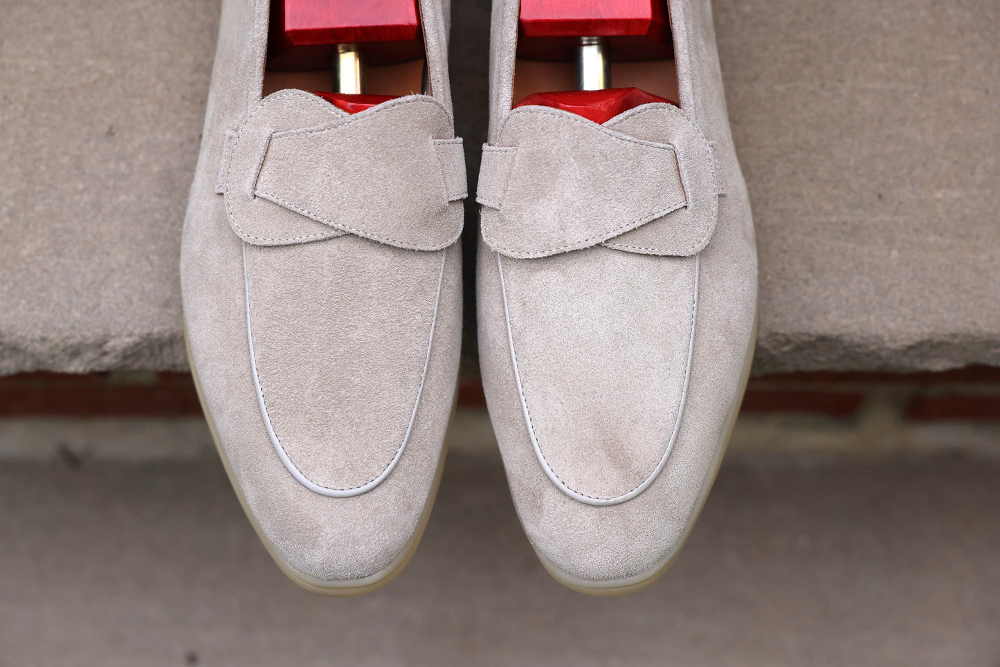 Sandpoint Soft Sole Butterfly Loafer – Oyster Suede with Tonal Piping - PRE SALE