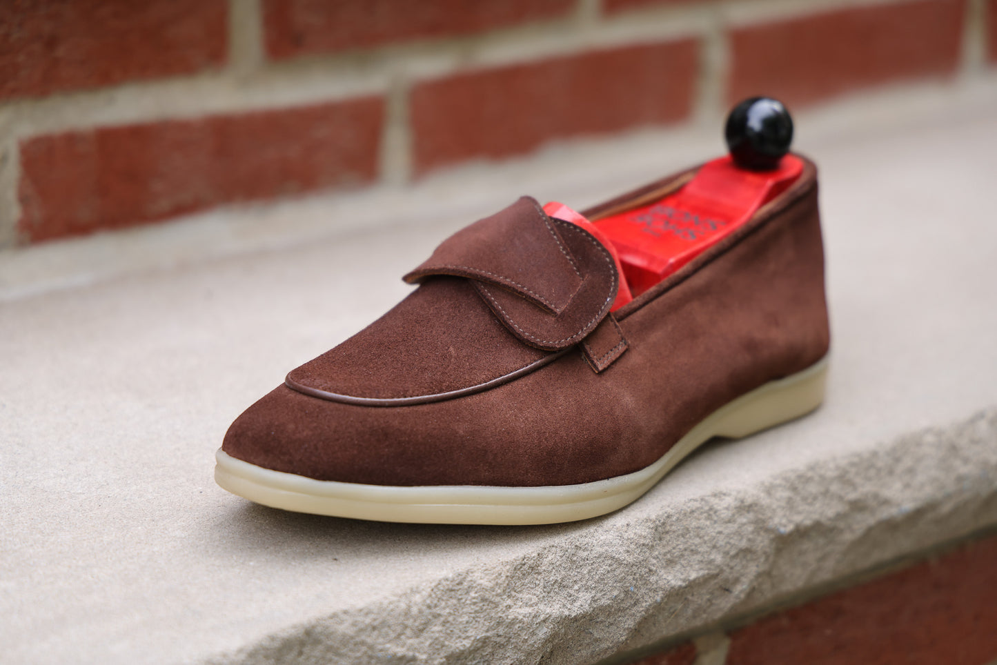 Sandpoint Soft Sole Butterfly Loafer – Tobacco Suede with Tonal Piping - PRE SALE