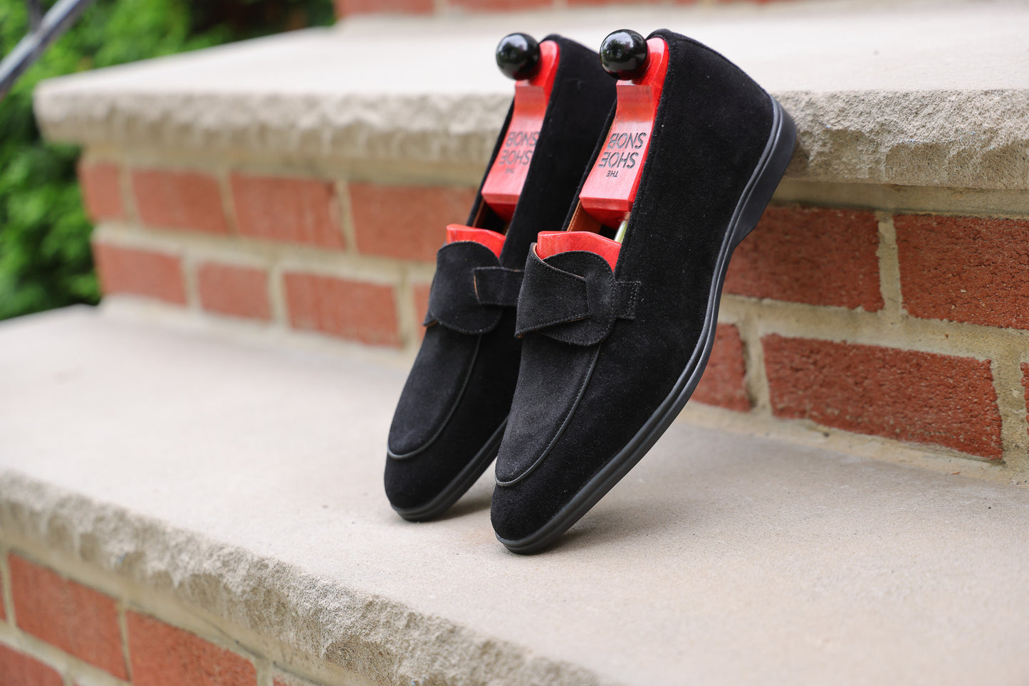 Sandpoint Soft Sole Butterfly Loafer – Black Suede with Black Piping - PRE SALE