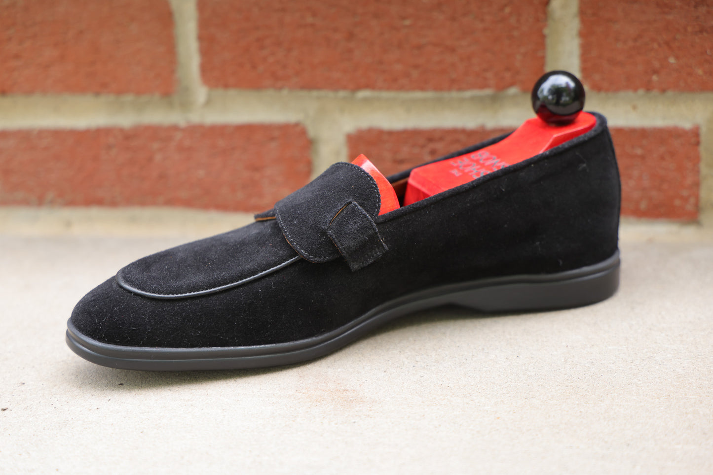 Sandpoint Soft Sole Butterfly Loafer – Black Suede with Black Piping - PRE SALE
