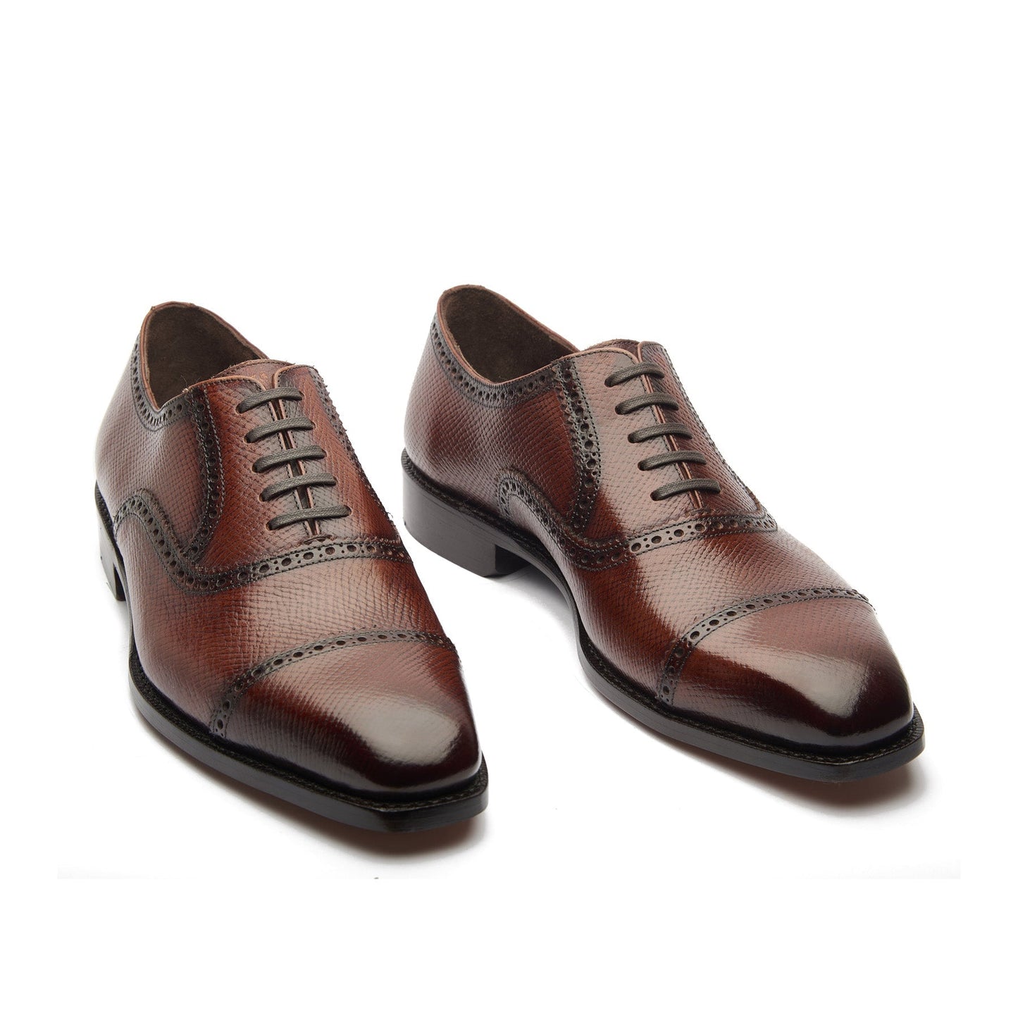 Bemer-X - Oxford Quarter Brogue - Cognac Hatch Grain