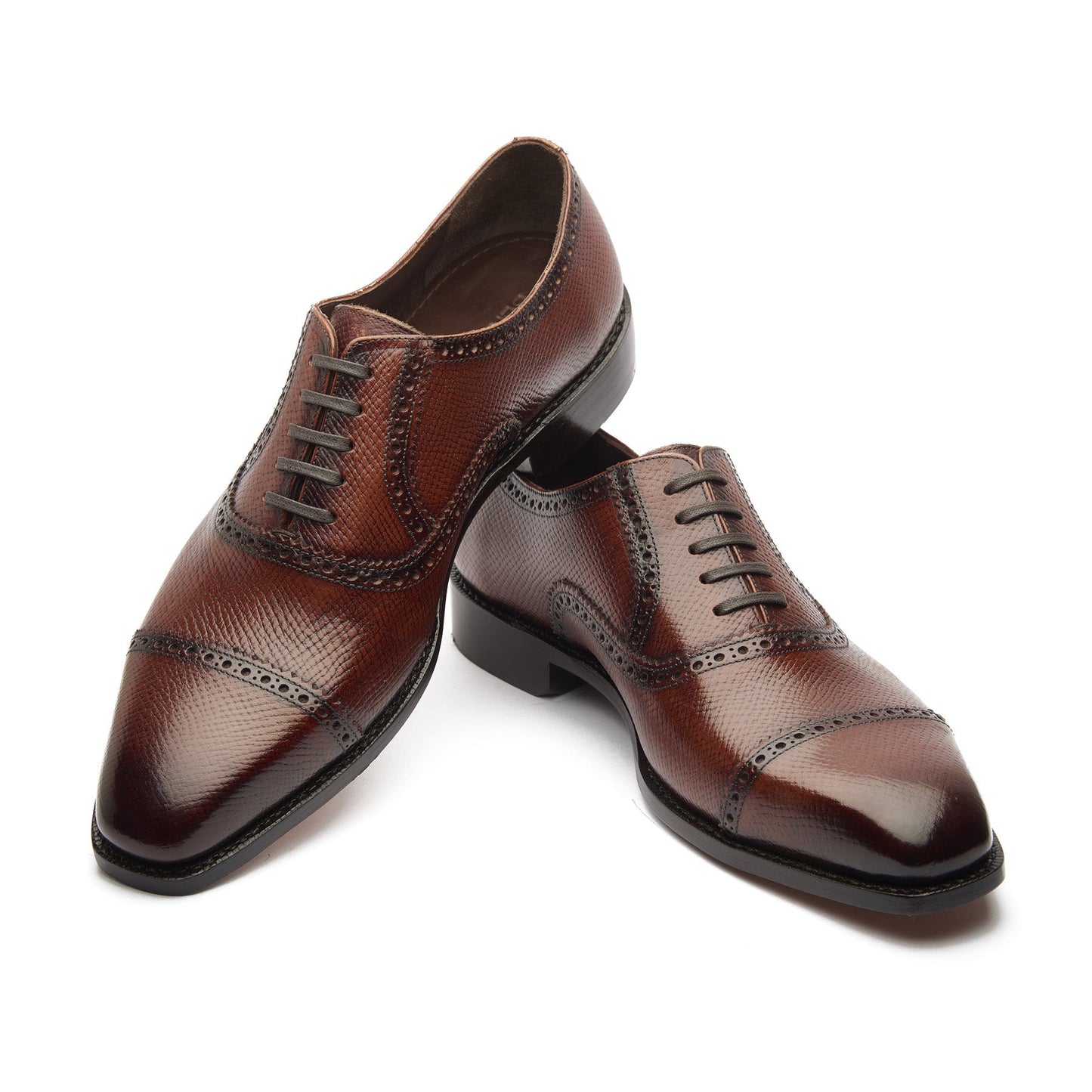 Bemer-X - Oxford Quarter Brogue - Cognac Hatch Grain
