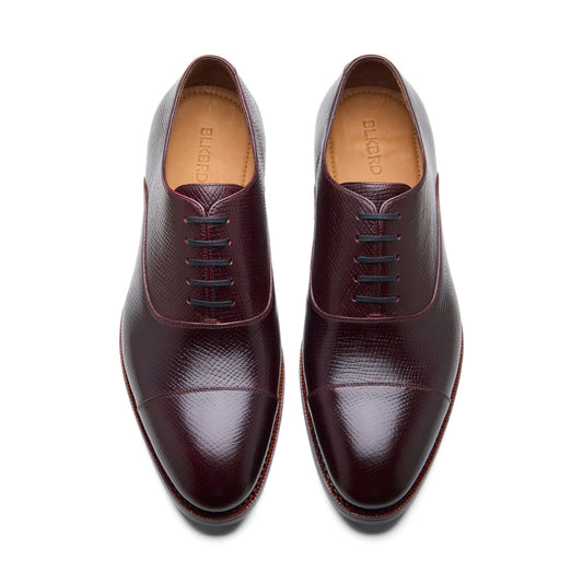 Noam - Cap Toe Oxford - Burgundy Hatch Grain