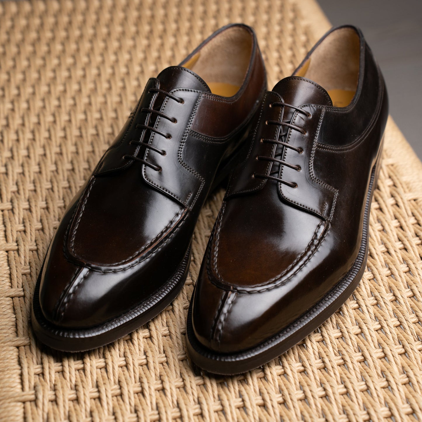 Enzo Bonafe - Style 2475 Split Toe Apron Derby - Dark Cognac Cordovan