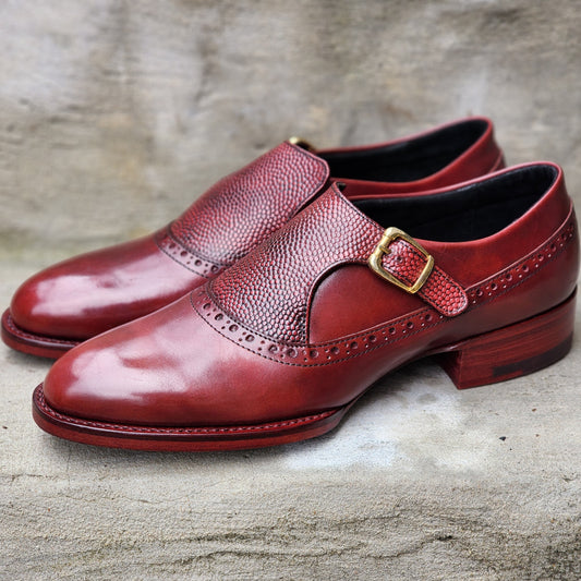 The Last Shoemaker - Single Monk Strap - Burgundy Calf/Grain - US 6