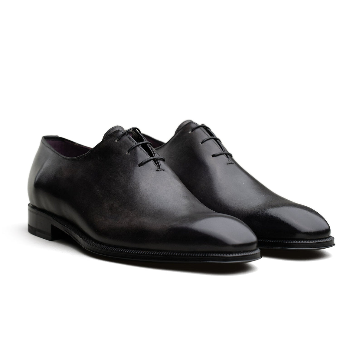 Enzo Bonafe - 3 Eyelet Wholecut Oxford - Greyish Black Calf