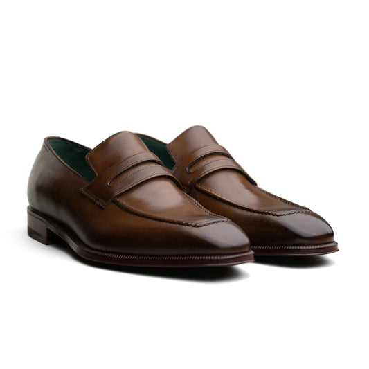Enzo Bonafe - Chiseled Toe Penny Loafer - Tobacco Calf