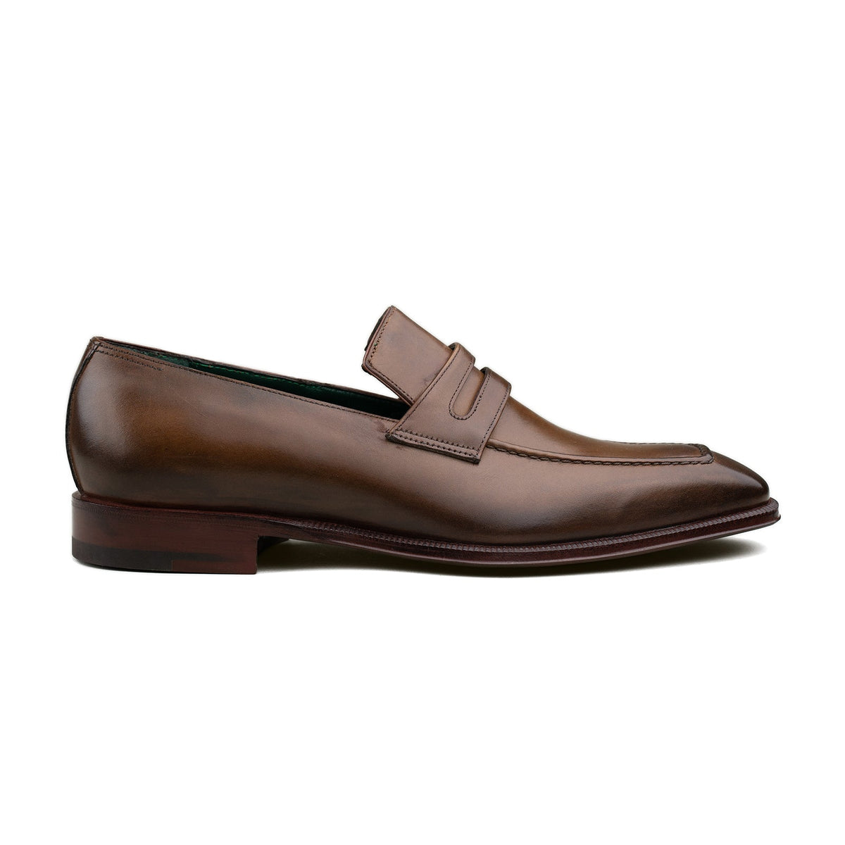 Enzo Bonafe - Chiseled Toe Penny Loafer - Tobacco Calf