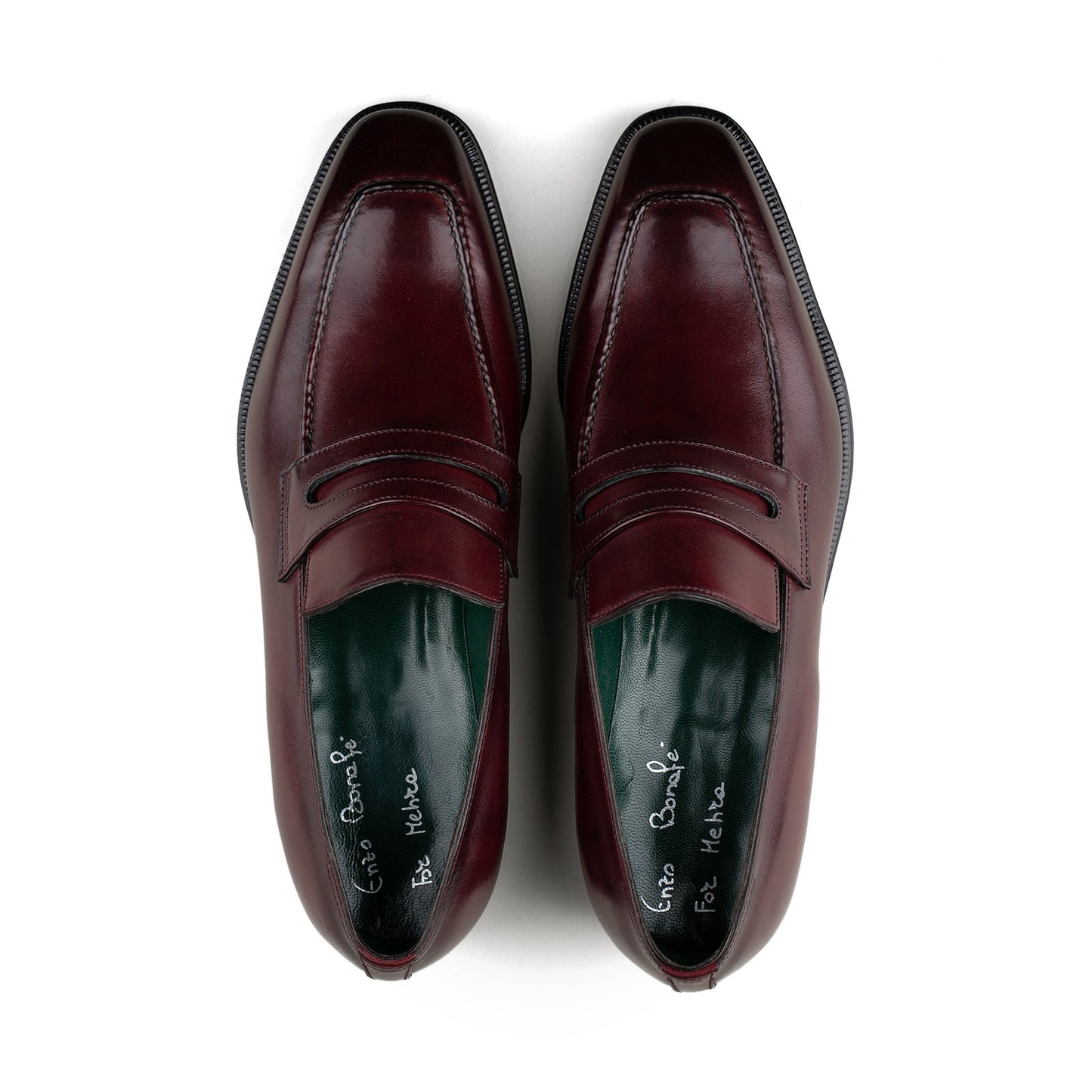 Enzo Bonafe - Chiseled Toe Penny Loafer - Burgundy Calf
