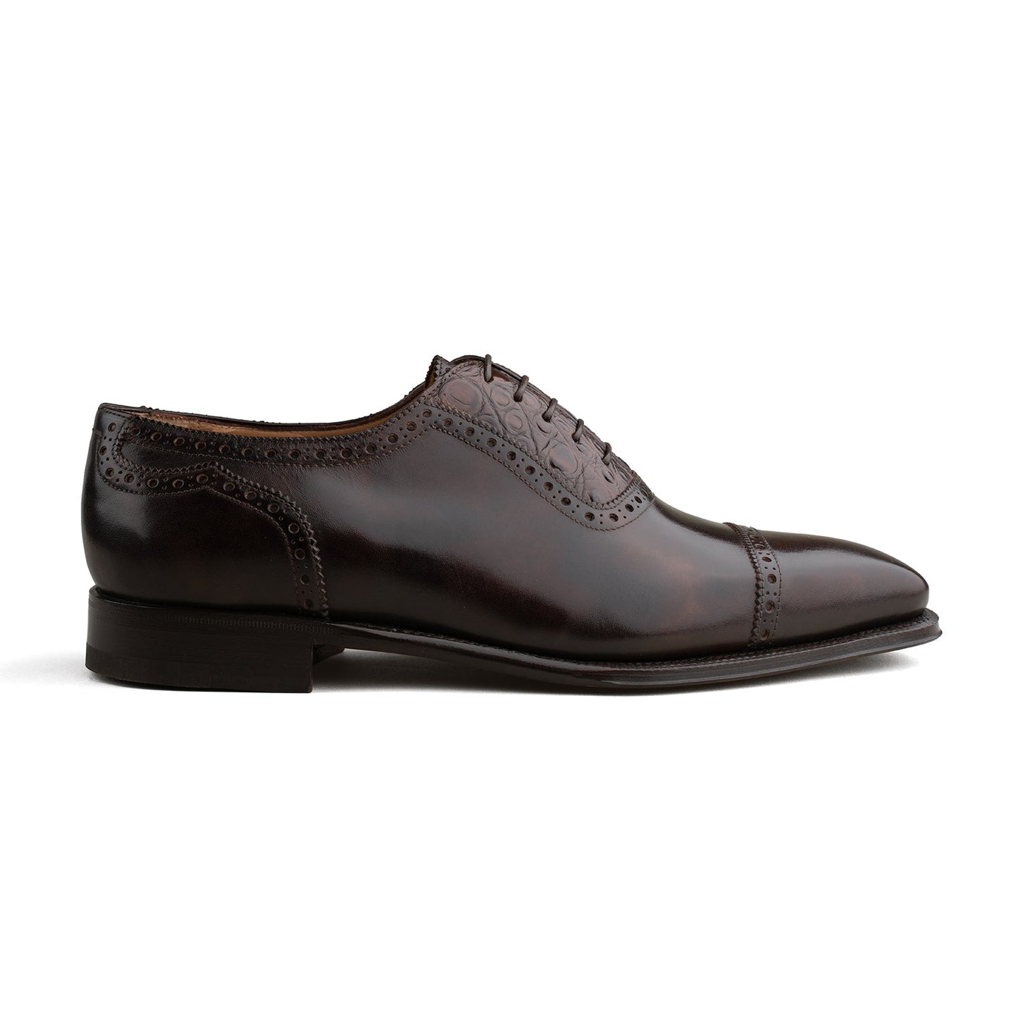 Enzo Bonafe - Style 3966 Adelaide Oxford - Dark Brown Museum Calf / Alligator