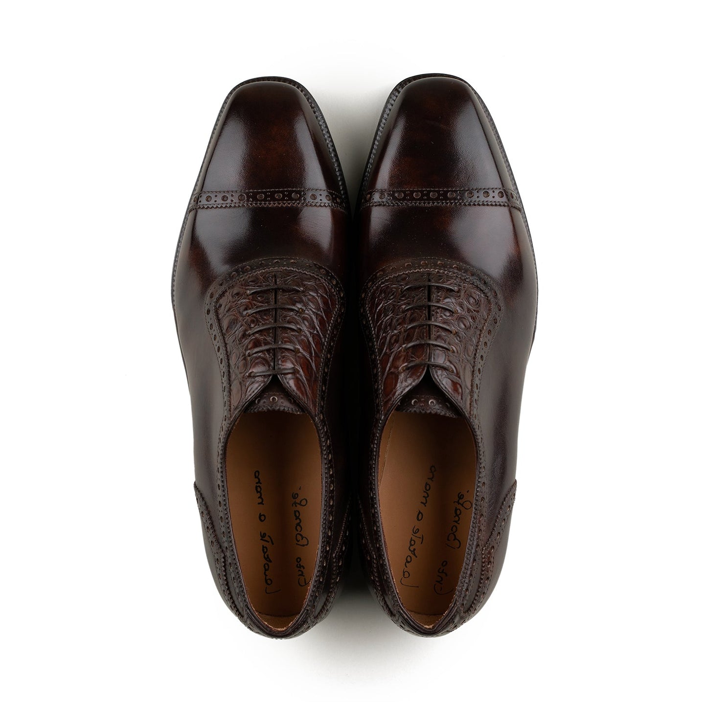 Enzo Bonafe - Style 3966 Adelaide Oxford - Dark Brown Museum Calf / Alligator