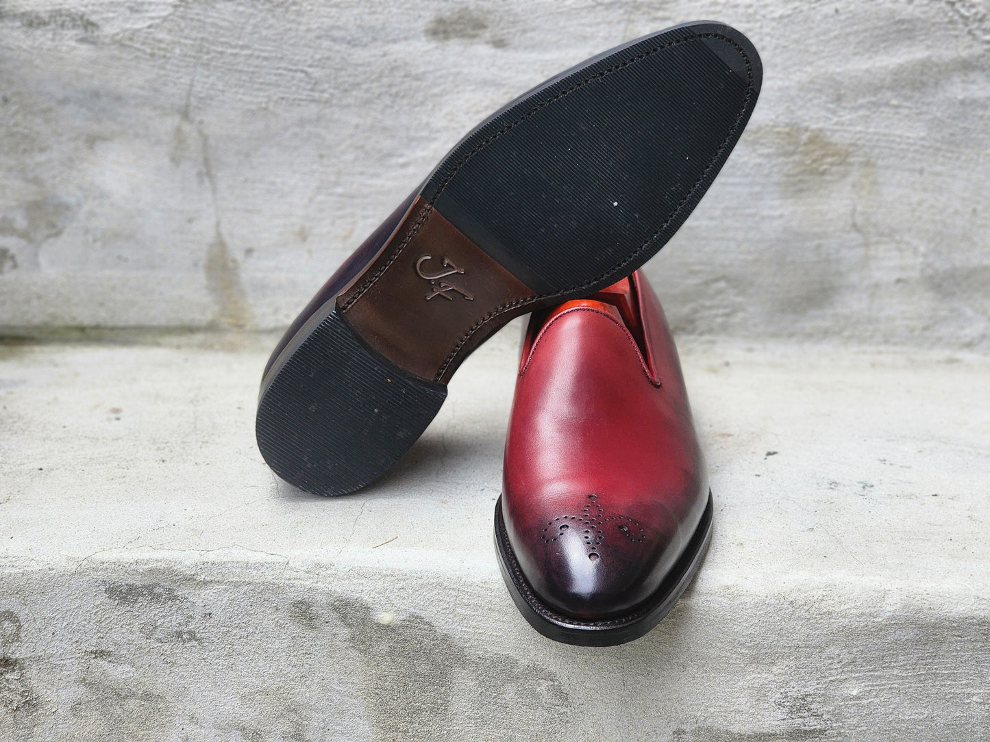 J.FitzPatrick - Mocasines de una sola pieza - Piel de becerro rosa bruñida