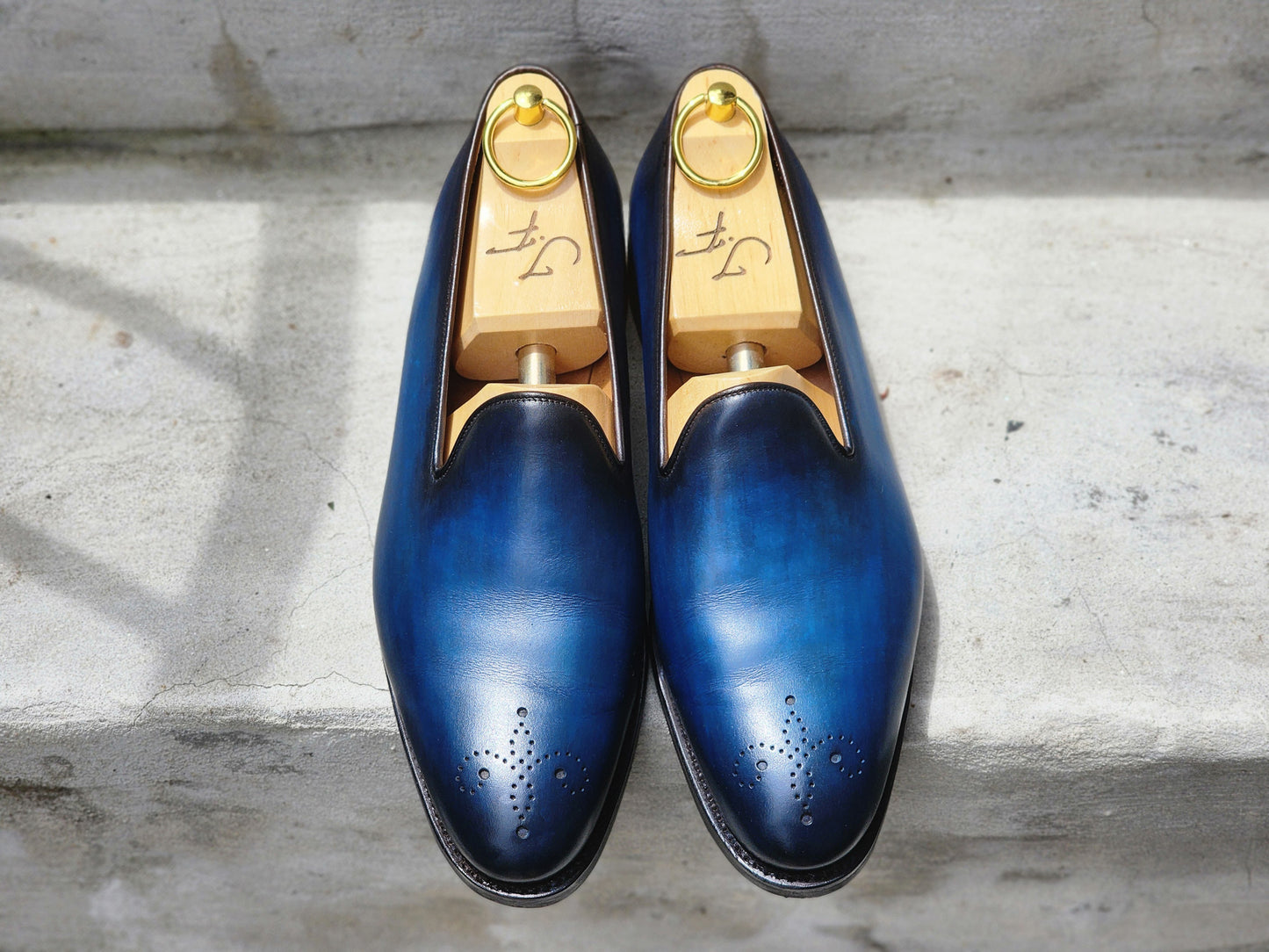 J.FitzPatrick - Wholecut Loafers - Blue Patina - US 8