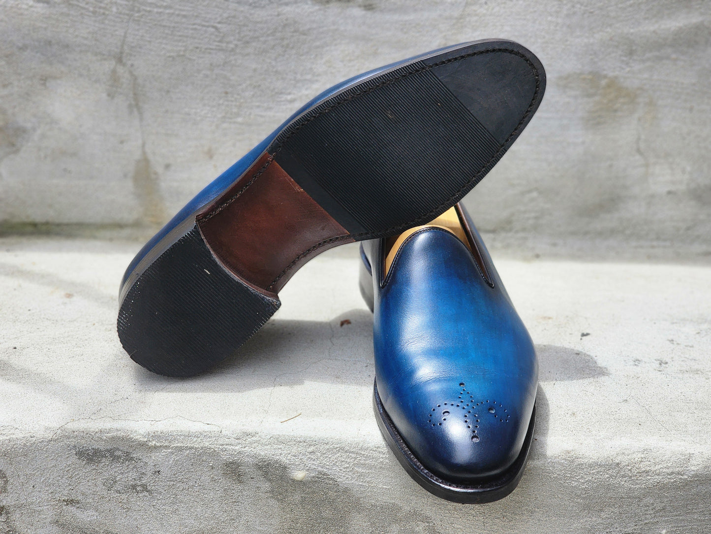 J.FitzPatrick - Wholecut Loafers - Blue Patina - US 8