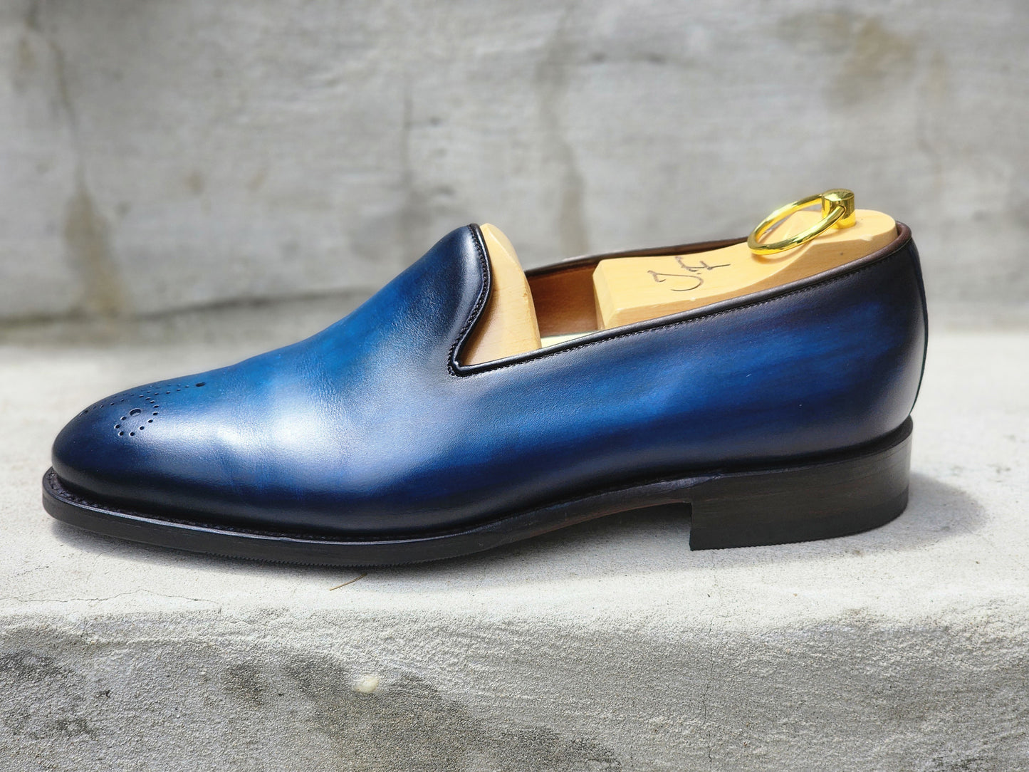 J.FitzPatrick - Wholecut Loafers - Blue Patina - US 8