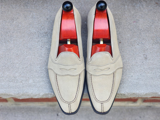 J.FitzPatrick - Suede Full Strap Loafers - Sand - US 8