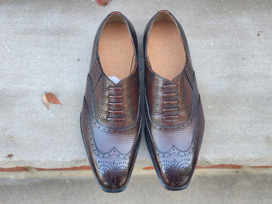 CNES - Full Brogue Lazyman - Dark Brown Hatch Grain - US 7