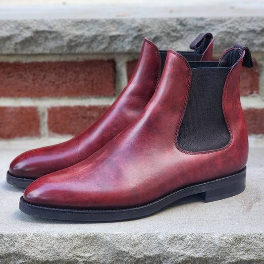 J.FitzPatrick - Chelsea Boots - Burgundy Marble Patina - US 7.5