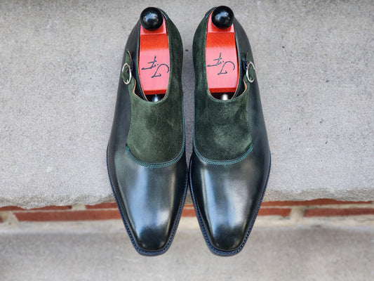 J.FitzPatrick - Single Monk Strap - Green Museum Calf/Suede - US 7.5