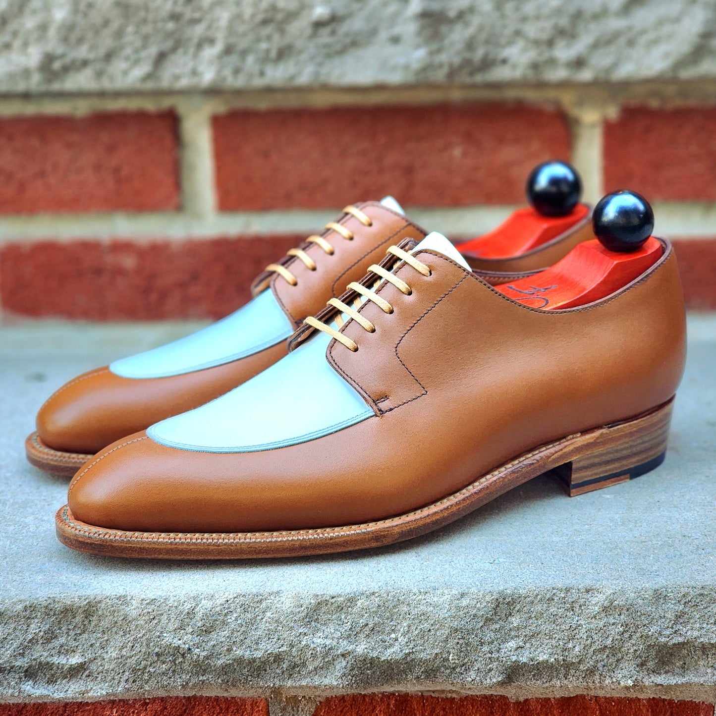 J.FitzPatrick - Apron Derby - Caramel/White Calf - US 7.5