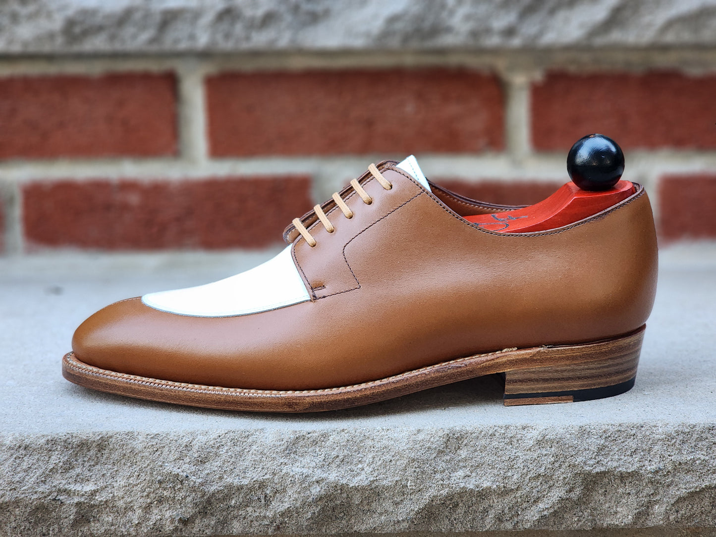 J.FitzPatrick - Apron Derby - Caramel/White Calf - US 7.5