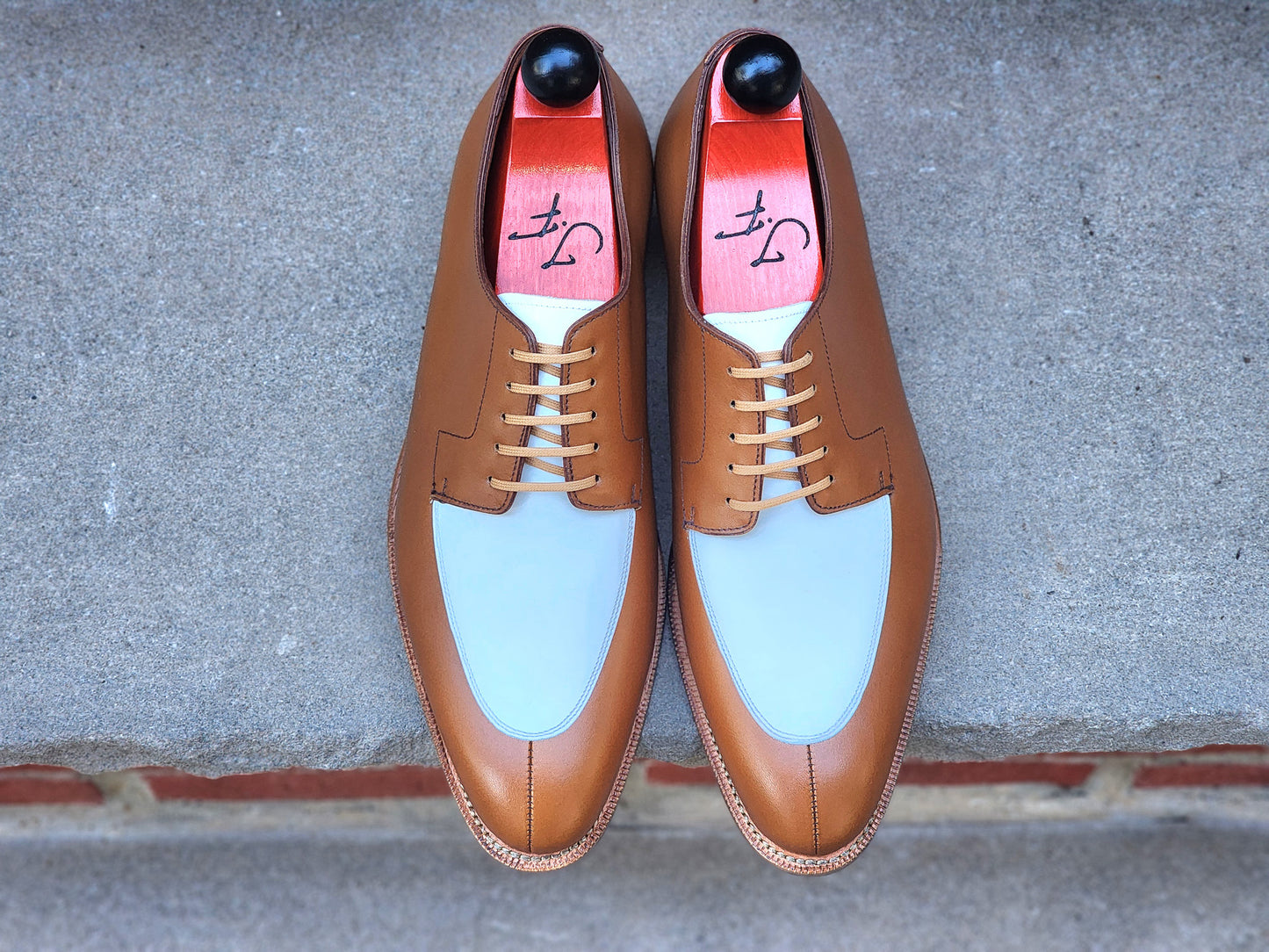 J.FitzPatrick - Apron Derby - Caramel/White Calf - US 7.5