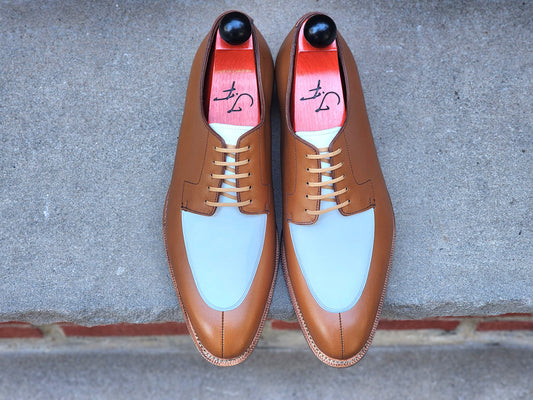 J.FitzPatrick - Apron Derby - Caramel/White Calf - US 7.5