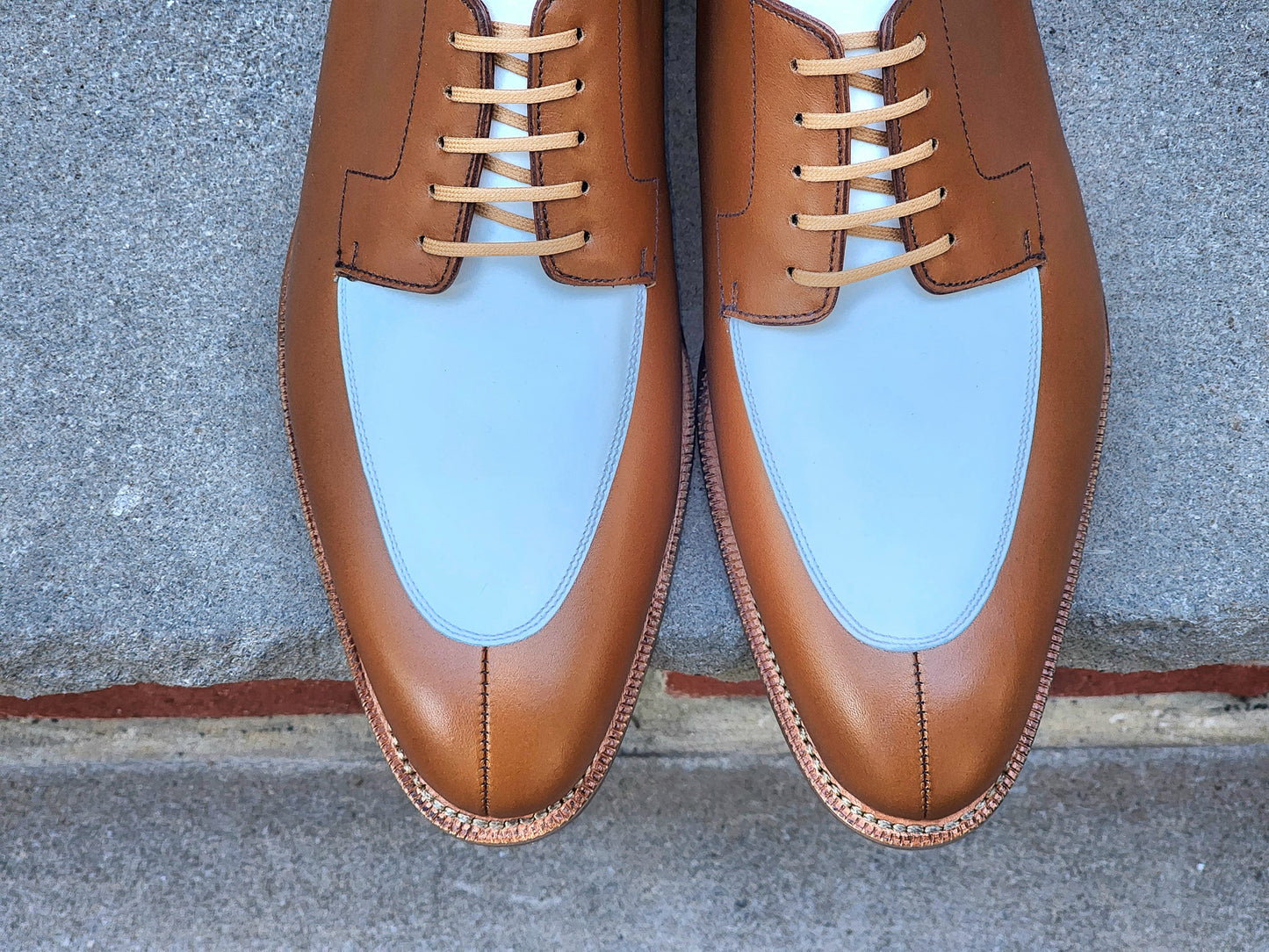 J.FitzPatrick - Apron Derby - Caramel/White Calf - US 7.5