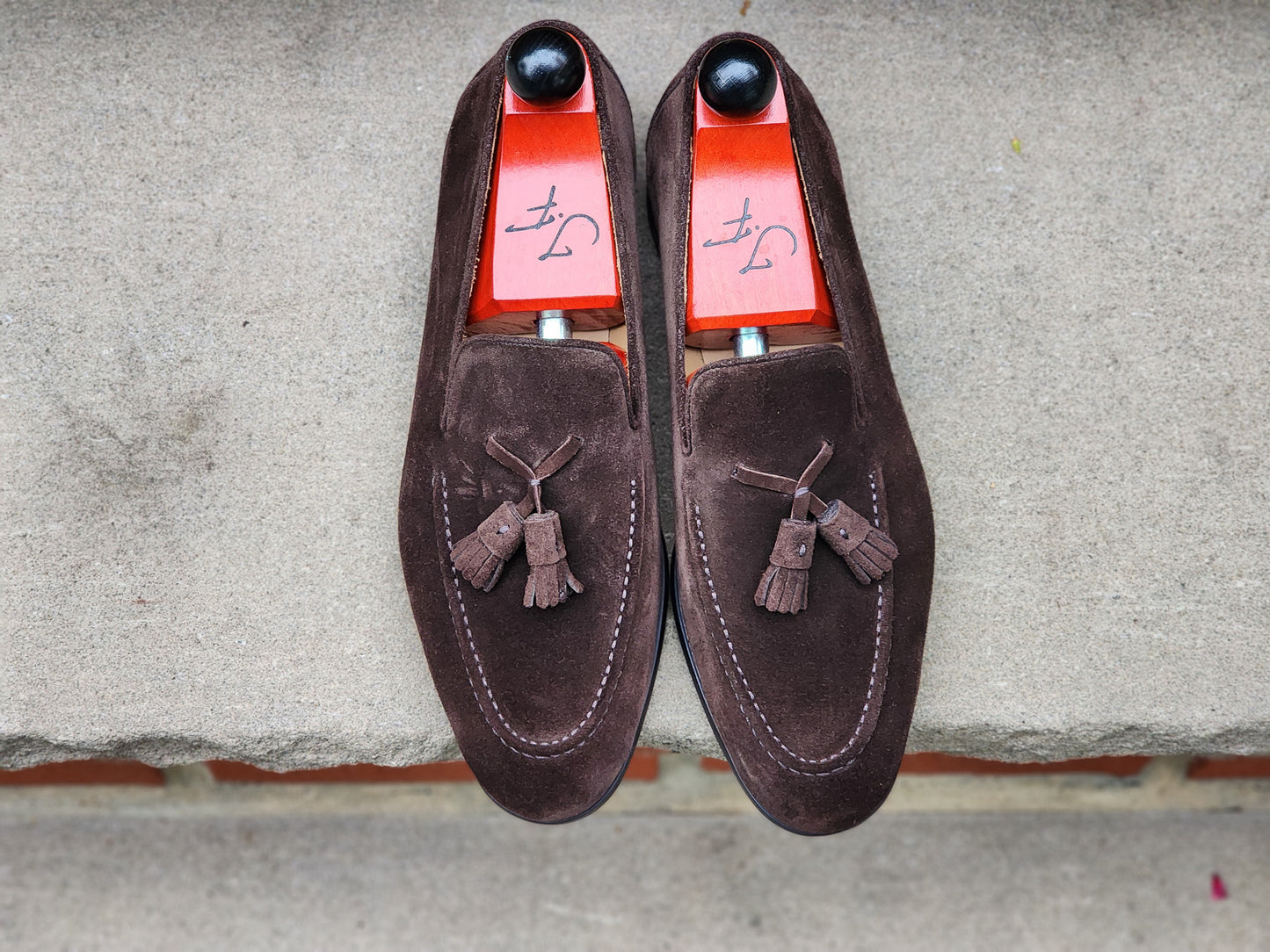TLB Mallorca - Tassel Loafers - Dark Brown Suede - US 7.5