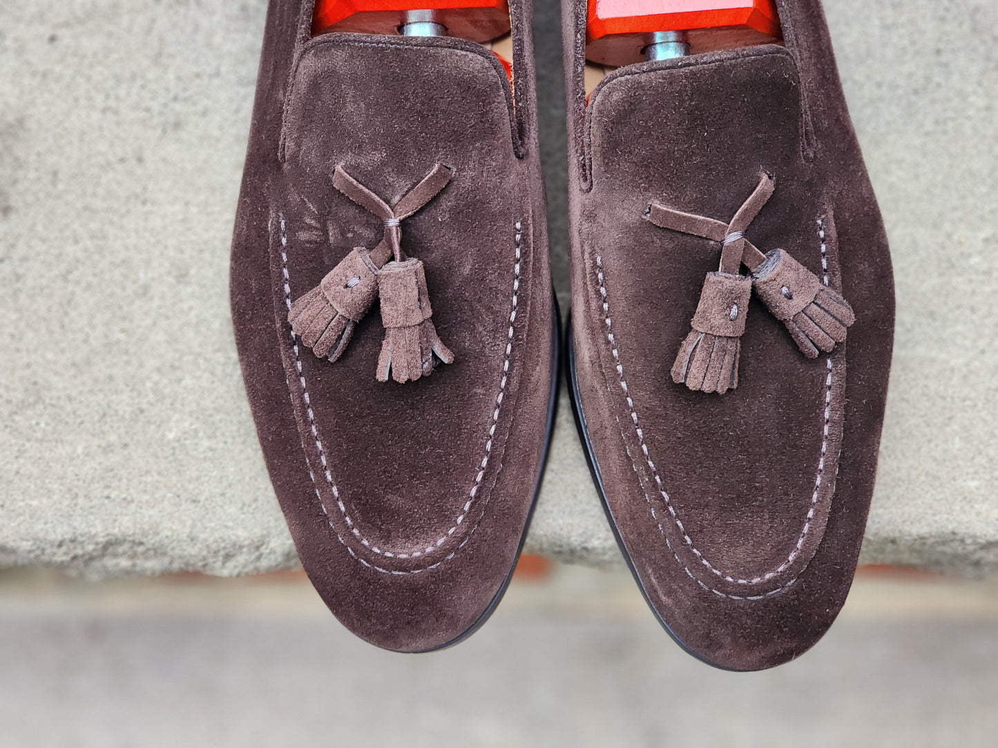 TLB Mallorca - Tassel Loafers - Dark Brown Suede - US 7.5
