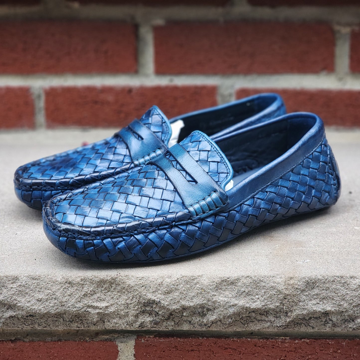 Mario Bemer - Driving Loafers - Blue Braided Calf - US 8