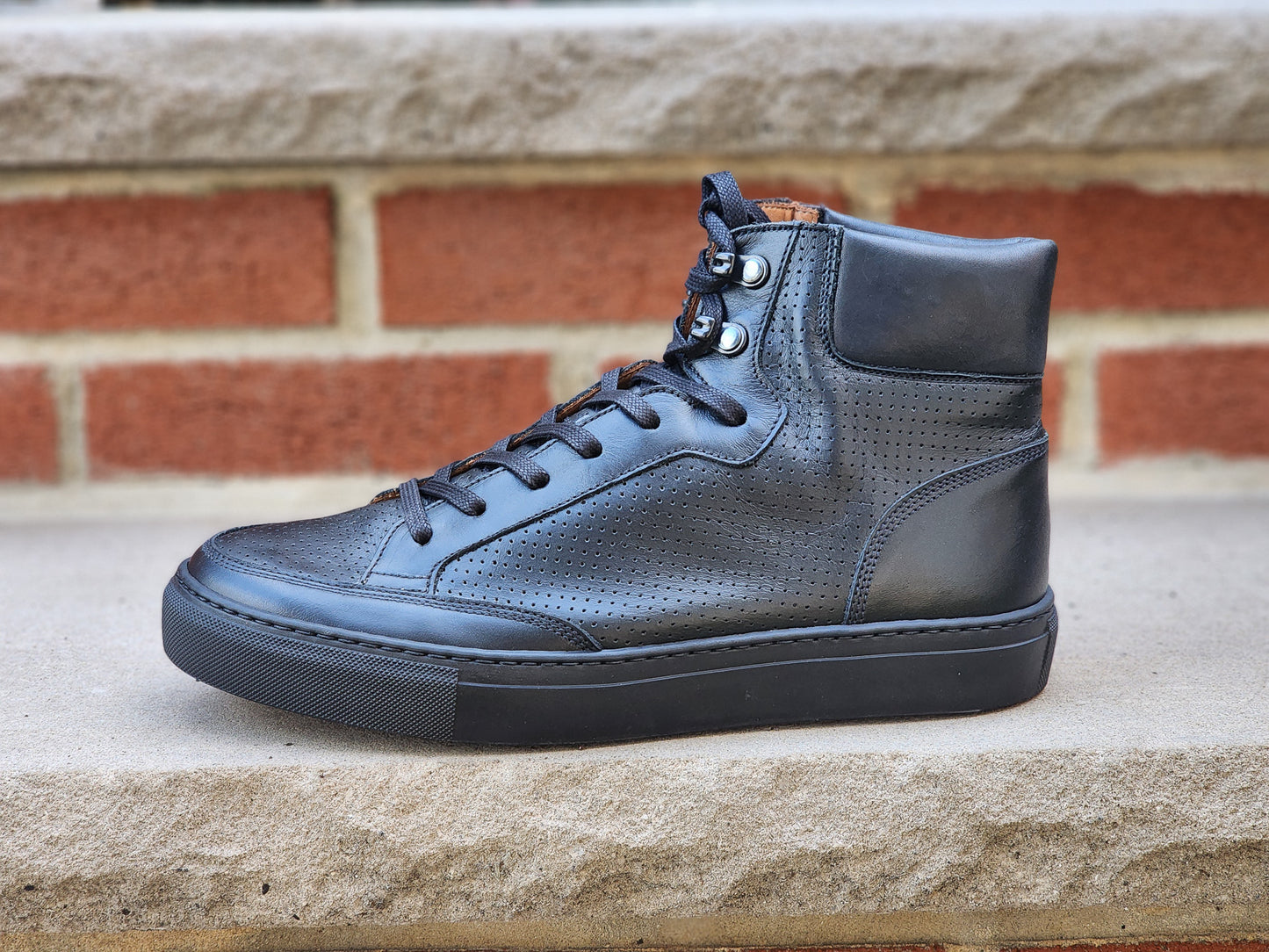 J.FitzPatrick - Hi Top Sneaker - Black Calf Perforated - Multiple Sizes