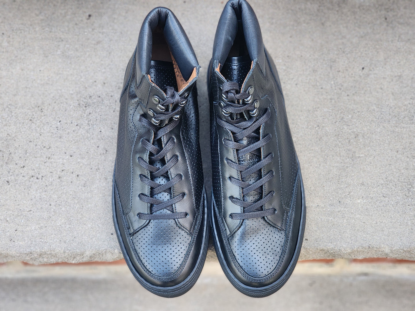 J.FitzPatrick - Hi Top Sneaker - Black Calf Perforated - Multiple Sizes