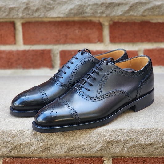 J.FitzPatrick - Semi Brogue Oxford - Black Calf - US 6.5