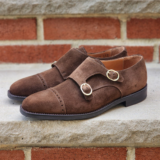 J.FitzPatrick - Double Monk Strap - Dark Brown Suede - US 6.5