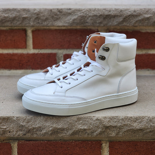 J.FitzPatrick - Hi Top Sneaker - White Calf - Multiple Sizes