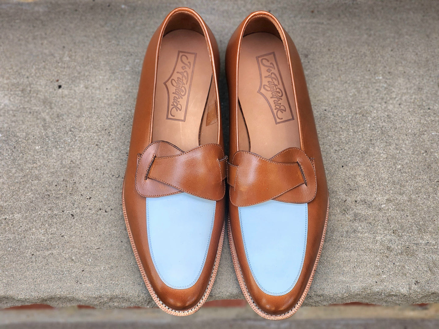 J.FitzPatrick - Butterfly Loafers - Caramel Calf / White - Multiple Sizes