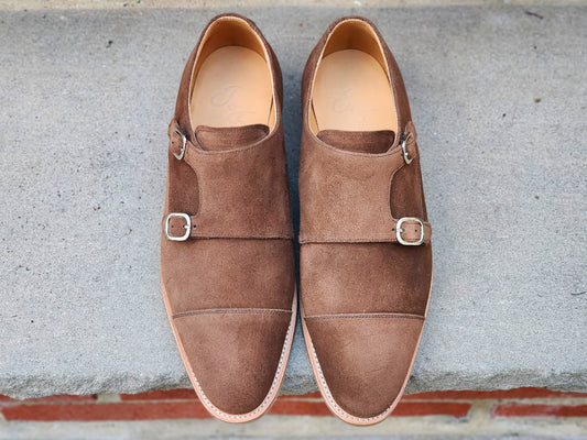 J.FitzPatrick - Double Monk Strap - Brown Suede - Multiple Sizes