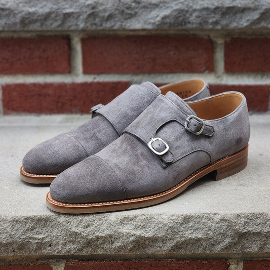 J.FitzPatrick - Double Monk Strap - Grey Suede - Multiple Sizes