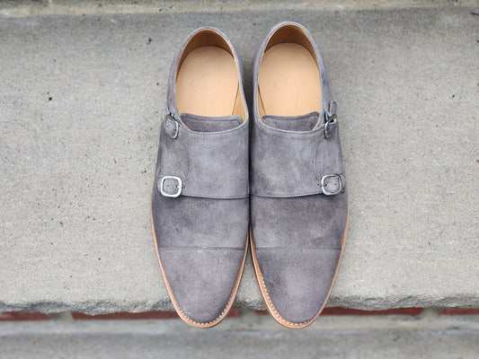 J.FitzPatrick - Double Monk Strap - Grey Suede - Multiple Sizes