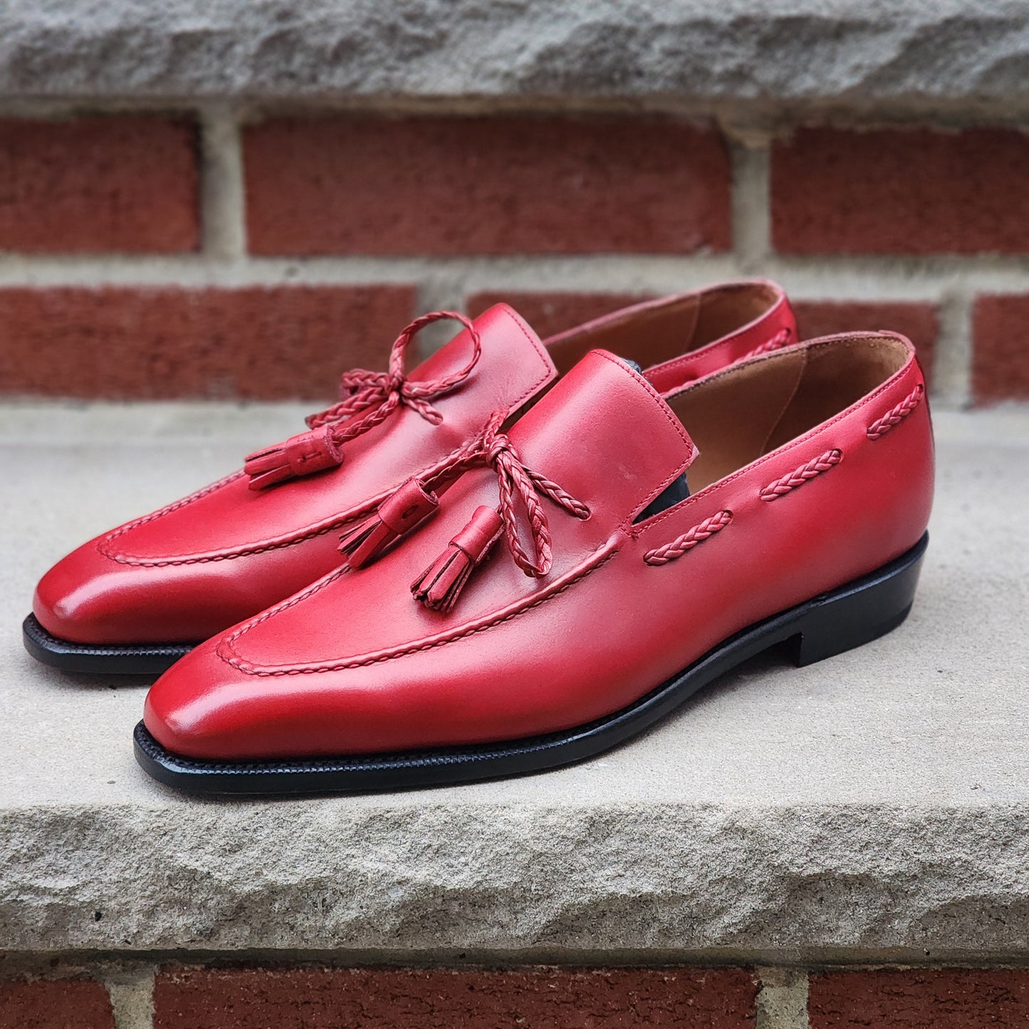 J.FitzPatrick - String Tassel Loafers - Red Calf - US 9