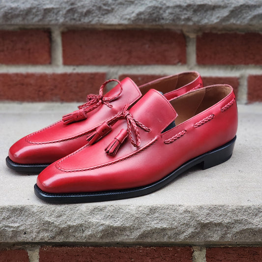 J.FitzPatrick - String Tassel Loafers - Red Calf - US 9