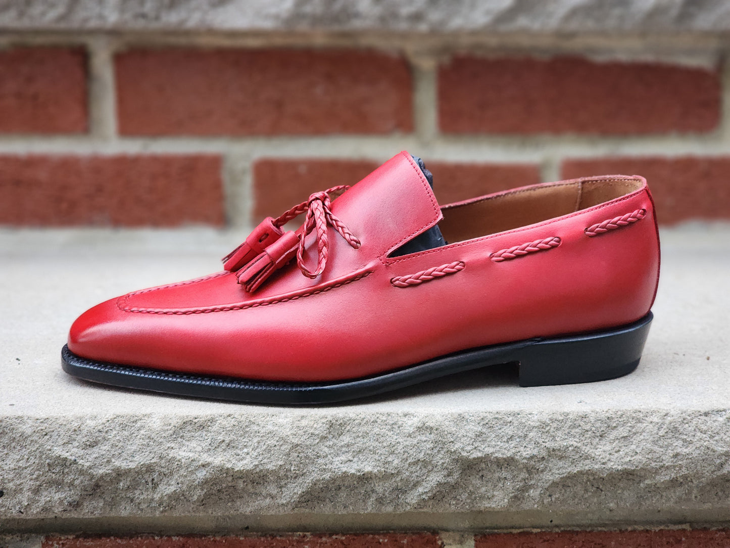 J.FitzPatrick - String Tassel Loafers - Red Calf - US 9