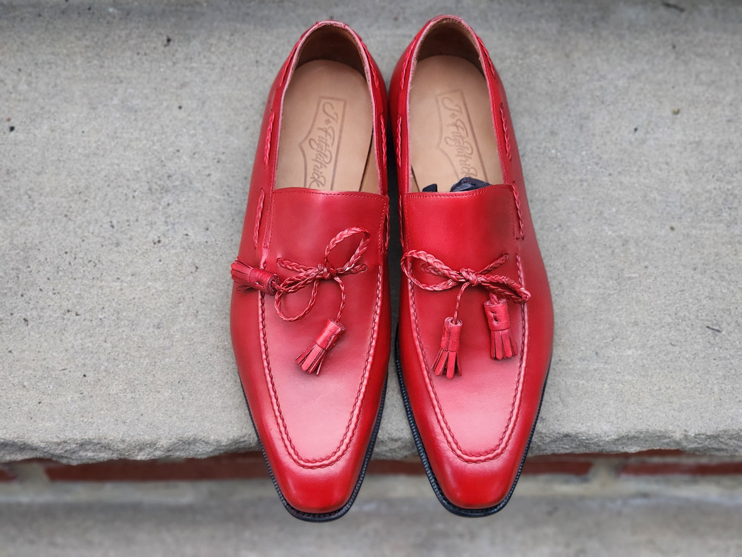 J.FitzPatrick - String Tassel Loafers - Red Calf - US 9