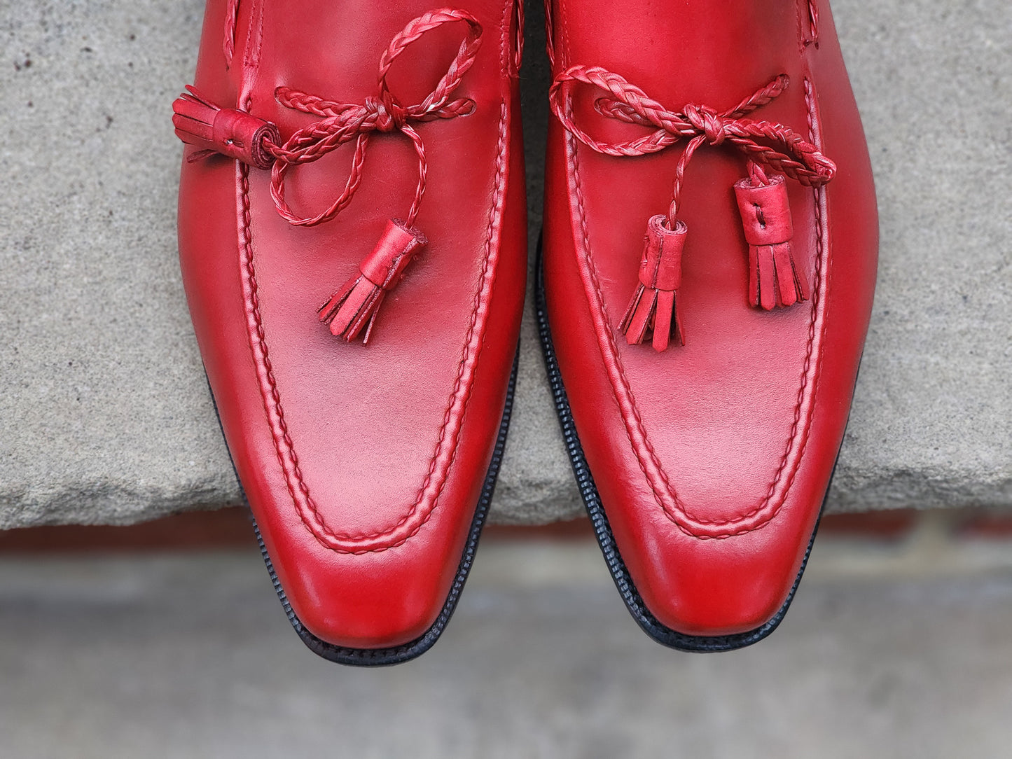 J.FitzPatrick - String Tassel Loafers - Red Calf - US 9